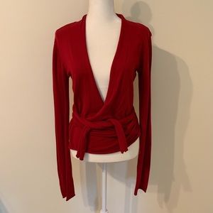 Cabi Red Wrap Sweater, #742, medium